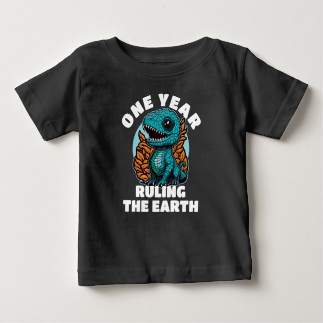 Baby Dinosaur Ett år gammal födelsedag T Shirt (Framsida)