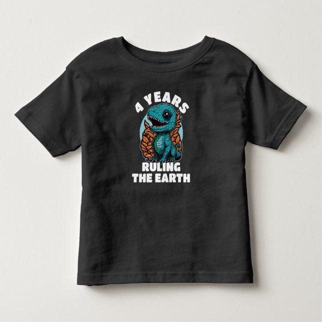 Baby Dinosaur Fyra år gammal födelsedag T Shirt (Framsida)
