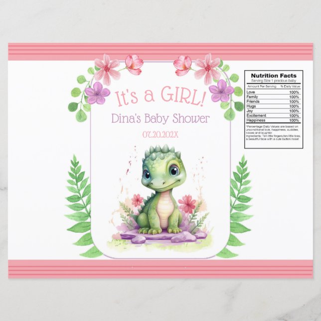 Baby Dinosaur Girl Rosa and Lila Chip Bag (Framsida)