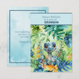 Baby Dinosaur Happy Birthday Special Grandson Kort