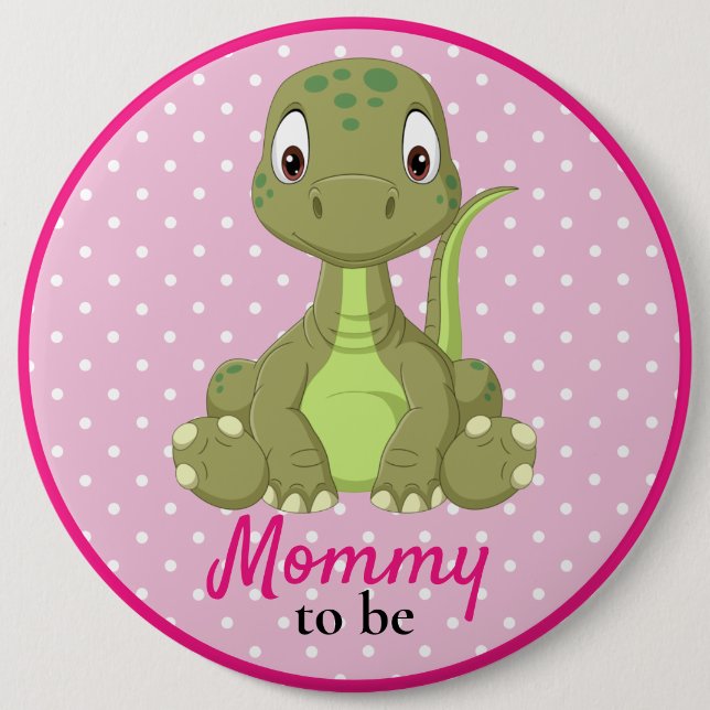 Baby Dinosaur Mamma T rex Rosa Baby Shower-knapp Knapp (Framsida)