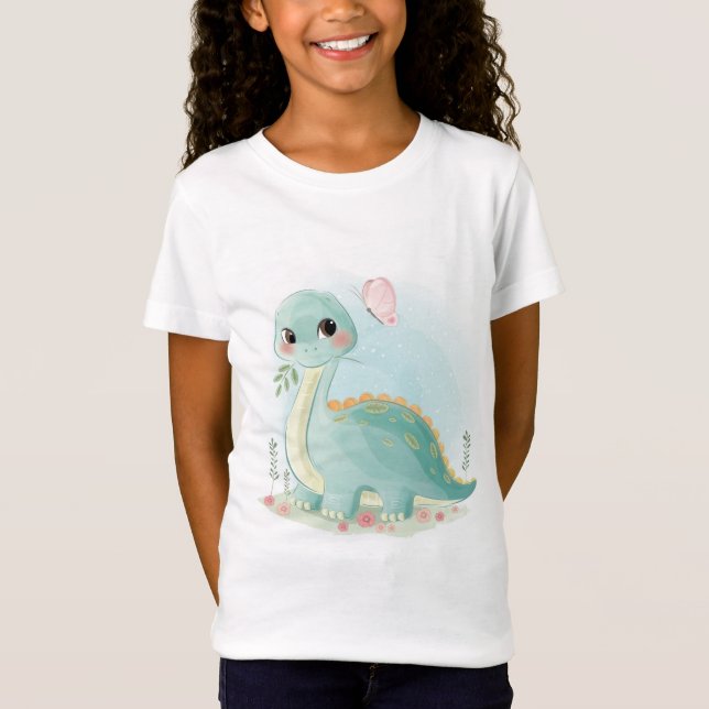 Baby Dinosaur och fjäril T Shirt (Framsida)