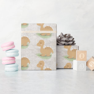 Baby Dinosaur på Löv-Pappra för inkapsling Presentpapper