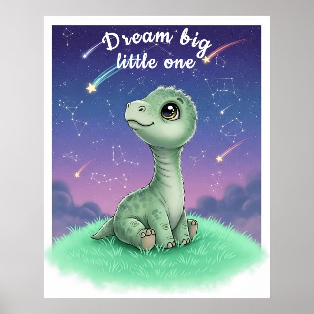 Baby Dinosaur på Nattgården Himmel, Nursery-Anpass Poster (Framsidan)