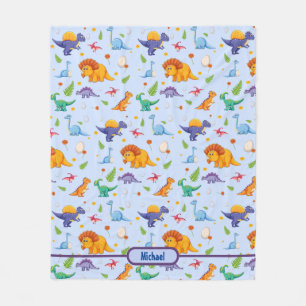 Baby Dinosaur Personalize Boy's Namn Ull Blanke Fleecefilt