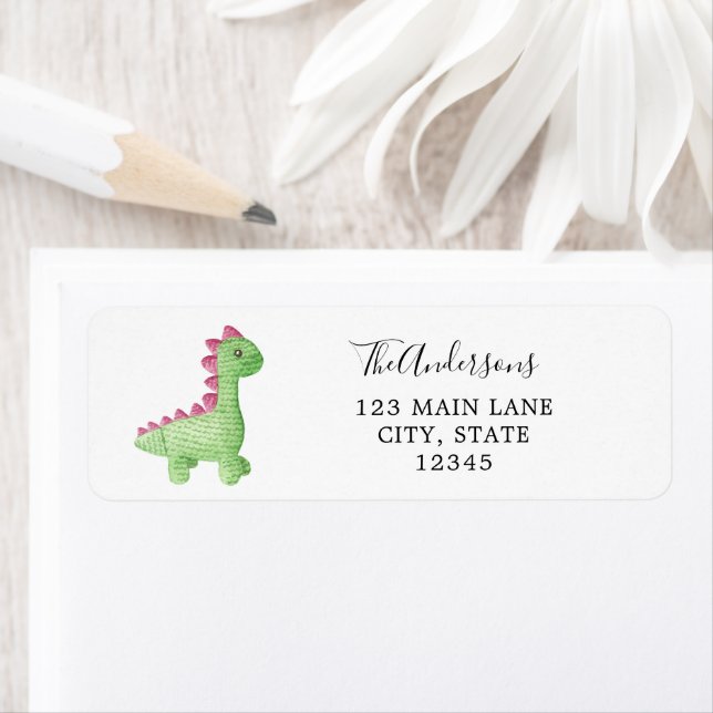 Baby Dinosaur Return-adressetikett Returadress Etikett (Insitu)
