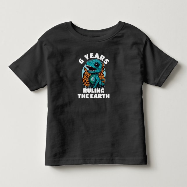 Baby Dinosaur sex år gammal födelsedag T Shirt (Framsida)