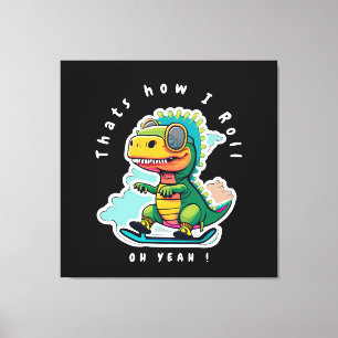 Baby Dinosaur Skating Så här rullar jag Canvastryck