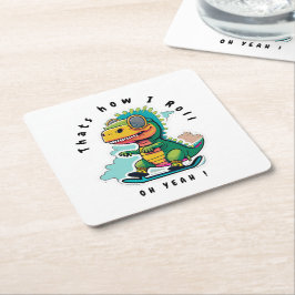 Baby Dinosaur Skating | Så här rullar jag Underlägg Papper Kvadrat