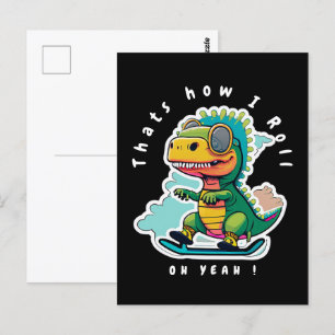 Baby Dinosaur Skating   Så här rullar jag Vykort