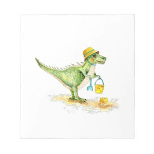 Baby Dinosaur T-Rex på stranden Anteckningsblock