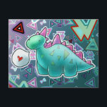 Baby Dinosaur Triangle Background Vykort<br><div class="desc">En bra utformning av baby dinosaurier. I designen visas en grönt, blå baby dinosauer, med lila, rosa spiken. Han har ett långt nacke, fyra stubby ben, ett runt huvud och ett stort svan. Bredvid honom finns en tal-bubbla med ett rött hjärta inuti. Bakgrunden är en fullt av unika, färgstarka, grönt,...</div>