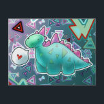 Baby Dinosaur Triangle Background Vykort<br><div class="desc">En bra utformning av baby dinosaurier. I designen visas en grönt, blå baby dinosauer, med lila, rosa spiken. Han har ett långt nacke, fyra stubby ben, ett runt huvud och ett stort svan. Bredvid honom finns en tal-bubbla med ett rött hjärta inuti. Bakgrunden är en fullt av unika, färgstarka, grönt,...</div>