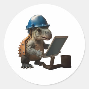 baby dinosaurieindustrie ingenjör whith-tablett runt klistermärke