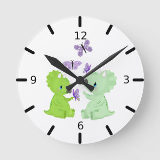 Baby Dinosaurier & Butterflies - Rund Klocka