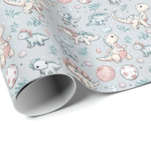 Baby dinosaurier i blått presentpapper
