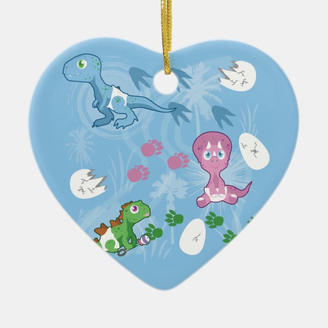 Baby Dinosaurs Julgransprydnad Keramik (Framsidan)