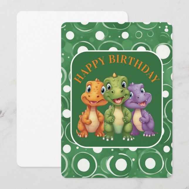 Baby Dinosaurs Party Kort (Fram/baksida)