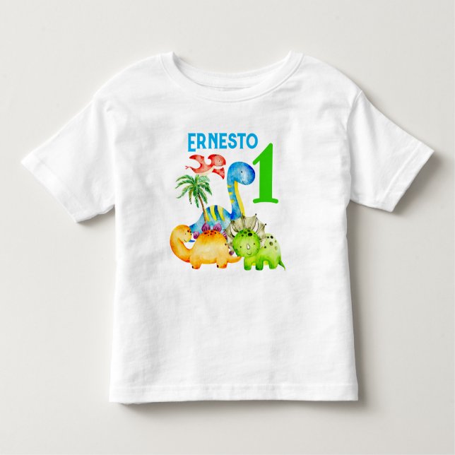 Baby dinosaurs småbarn födelsedagsfest t shirt (Framsida)