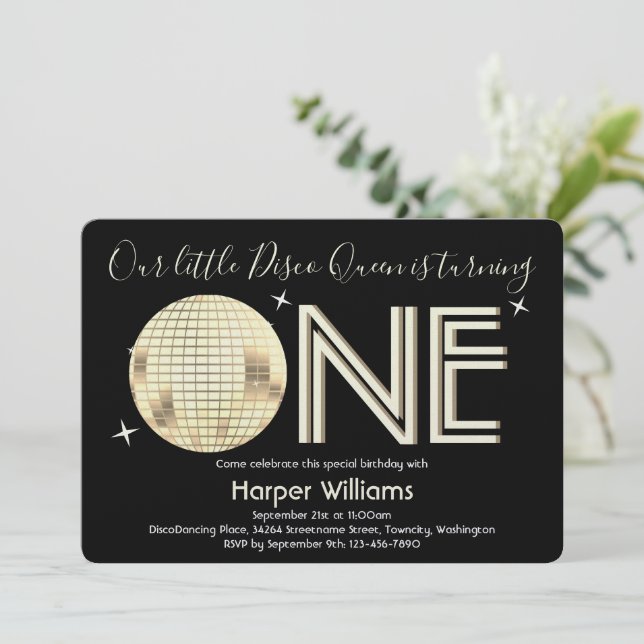 Baby Disco Thated First Birthday Inbjudningar (Stående Fram)