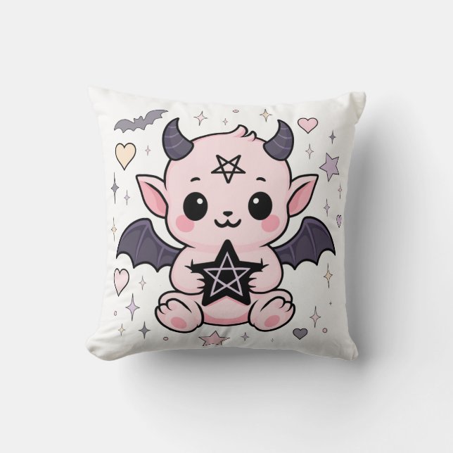 Baby Djävulen - Kawaii Pastel Goth Demon Kudde (Framsida)