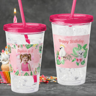 Baby djur Akryltumbler Barns födelsedag Gift Take Away Mugg