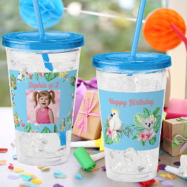 Baby djur Akryltumbler Barns födelsedag Gift Take Away Mugg