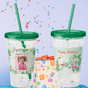 Baby djur Akryltumbler Barns födelsedag Gift Take Away Mugg