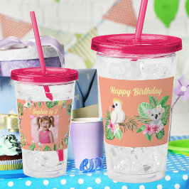 Baby djur Akryltumbler Barns födelsedag Gift Take Away Mugg