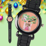 Baby djur Anpassningsbar Photo Kids Watch Birthday Armbandsur<br><div class="desc">Gör din lilla speciella dag ännu mer minnesvärd med den här beundransvärda Tropiska Baby djur-Anpassningsbarna Photo Kids Watch! Den här klara, lekande tidsbiten har en härlig matris av baby djur som är kapslad mellan lush grönt lövs och tropiska blommor. Den ljusa och trevliga designen kommer att fånga alla barn, skapar...</div>