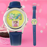 Baby djur Anpassningsbar Photo Kids Watch Birthday Armbandsur<br><div class="desc">Gör din lilla speciella dag ännu mer minnesvärd med den här beundransvärda Tropiska Baby djur-Anpassningsbarna Photo Kids Watch! Den här klara, lekande tidsbiten har en härlig matris av baby djur som är kapslad mellan lush grönt lövs och tropiska blommor. Den ljusa och trevliga designen kommer att fånga alla barn, skapar...</div>