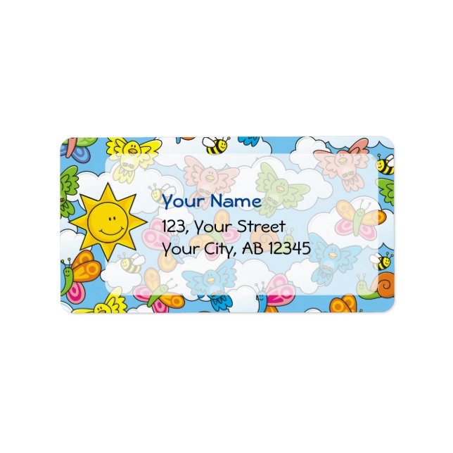 Baby djur-bakgrund adressetikett (Framsidan)