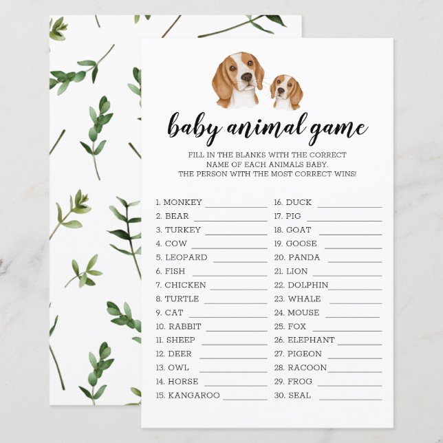 Baby djur Beagle Watercolor Theme (Fram/baksida)