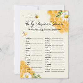 Baby Djur BEE Baby Shower Spelkort Inbjudningar