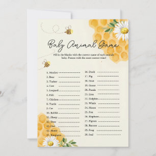 Baby djur BEE Baby Shower Spelkort Inbjudningar