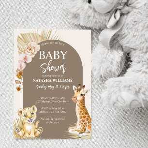 Baby djur boho arch babyduschinbjudan inbjudningar