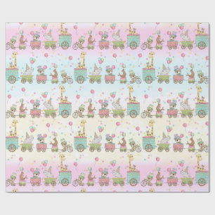 Baby djur Circus Tåg Presentpapper