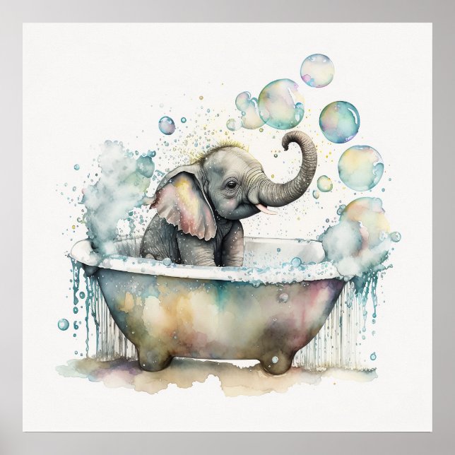 Baby djur för Nursery, Cute Elephant poster (Framsidan)