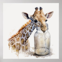 Baby djur för Nursery, Cute giraffe poster