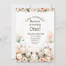 Baby djur första födelsedag inbjudningar