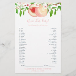 Baby djur Game Card Sweet Peach Shower Flygblad