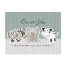 Baby djur Grönt Baby Shower Tack