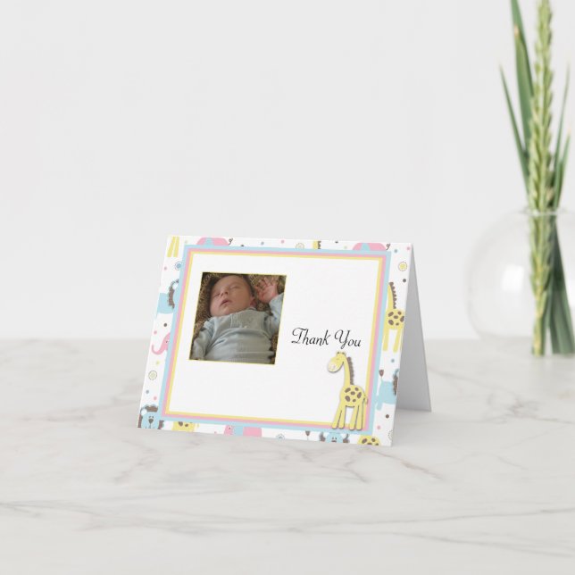 Baby djur Gult Giraffe Tack Kort (Framsida)