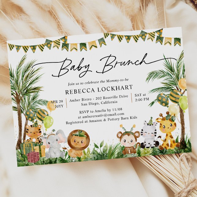 Baby djur i Jungle Safari Baby Brunch Inbjudningar (Skapare uppladdad)