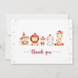 Baby djur i Red Party Hats Tack Kort