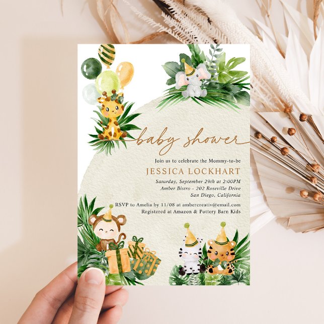 Baby djur Jungle Safari Party Baby Shower Inbjudningar (Skapare uppladdad)
