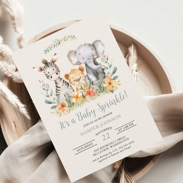 Baby djur Jungle Safari Zoo Baby Shower Inbjudningar (Skapare uppladdad)