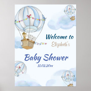 Baby djur Luftballong Baby Shower Poster