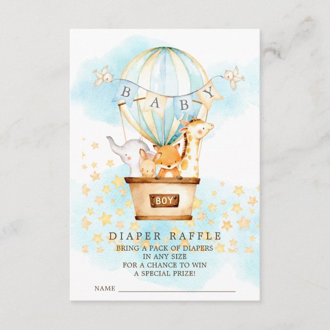 Baby djur Luftballong Diaper Raffle Biljett Tilläggskort (Framsida)
