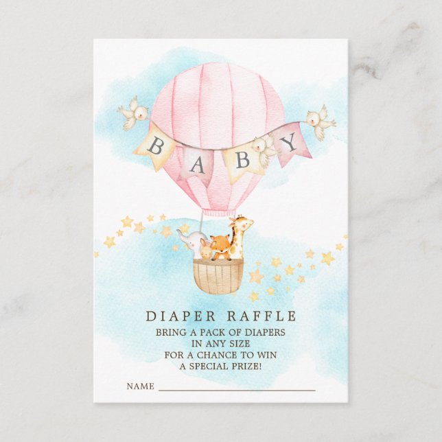 Baby djur Luftballong Diaper Raffle Biljett Tilläggskort (Framsida)
